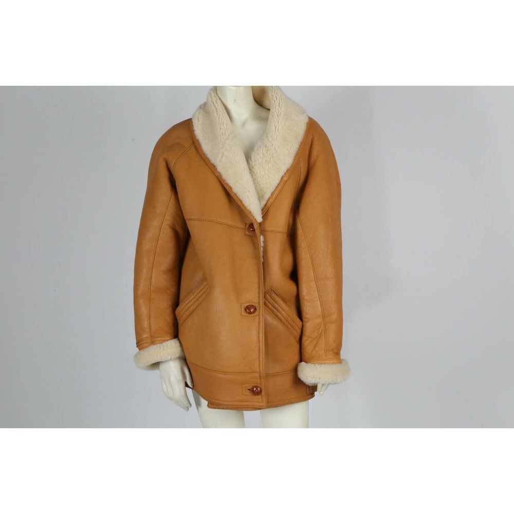 Steve by Searle Genuine Leather Shearling Coat XS Men's size L-XL Women's size